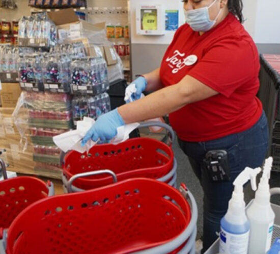 Kevin Murch byline in TotalRetail, photo showing retail employee cleaning baskets
