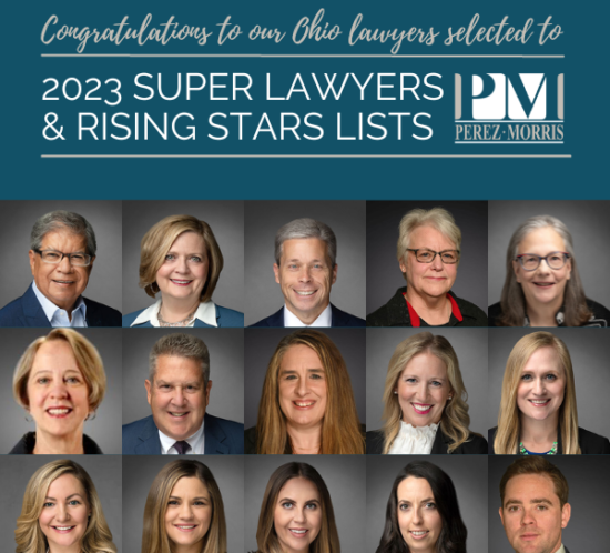 Graphic celebrating that Fifteen Perez Morris Attorneys Named to 2023 Ohio Super Lawyers and Rising Stars