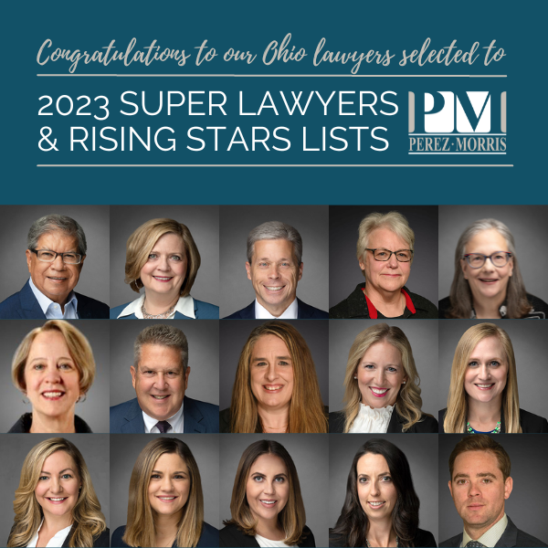 Graphic celebrating that Fifteen Perez Morris Attorneys Named to 2023 Ohio Super Lawyers and Rising Stars