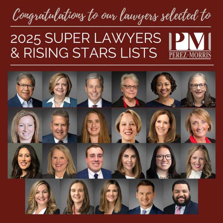 22 Perez Morris Attorneys named to 2025 Super Lawyers and Rising Stars graphic